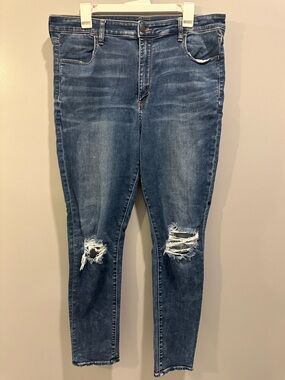 American Eagle Distressed Ne(x)t Level Stretch Super High-Rise Jegging Size 18